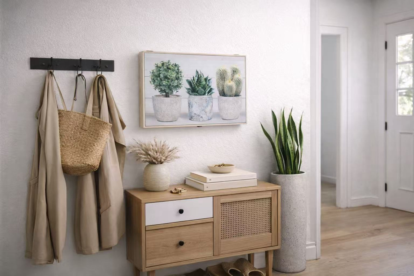 DAMDAM GO Tapa Cuadro Eléctrico Decorativa de Madera Blanca | Estilo Nórdico para Entrada y Recibidor | Cubre Contador de Luz Moderno