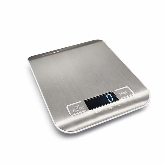 Bascula de Cocina Digital, Alta Precisión 1g, Acero Inoxidable con Pantalla LCD, Función Tara y Conversión de Unidades g/kg/lb/oz, Capacidad Máxima 5kg para Repostería y Cocina