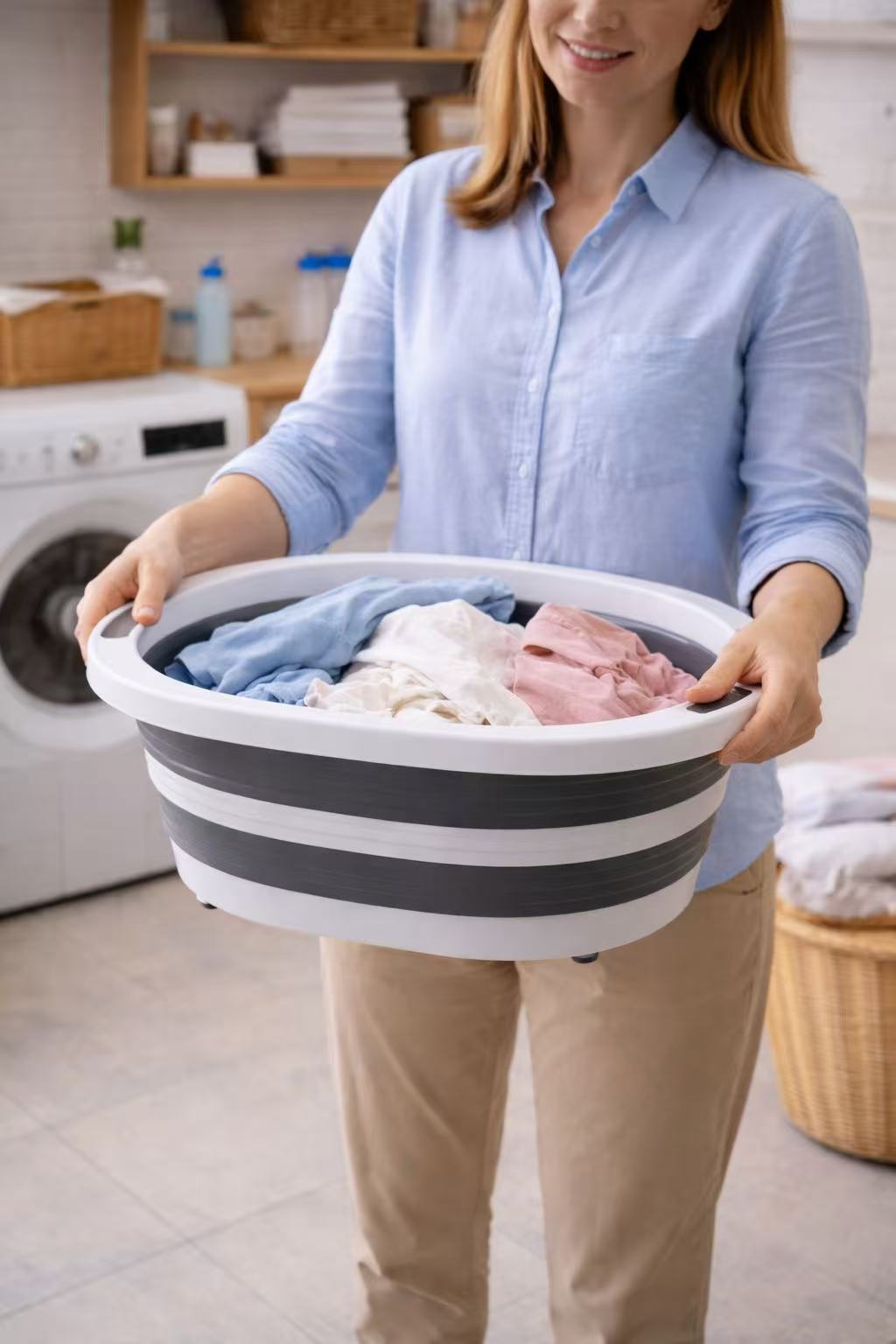 Cesto Plegable 8/L con Desagüe, Barreño Colapsable Multifuncional, Lavabo Portátil Ahorra Espacio para Cocina, Camping, Limpieza y Lavandería