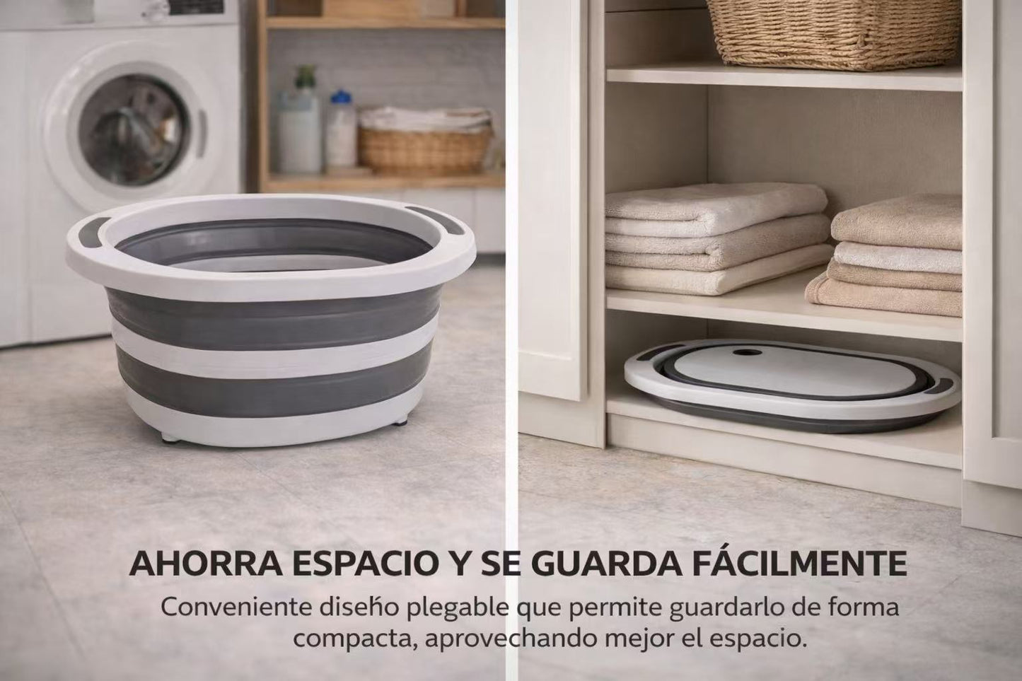Cesto Plegable 8/L con Desagüe, Barreño Colapsable Multifuncional, Lavabo Portátil Ahorra Espacio para Cocina, Camping, Limpieza y Lavandería