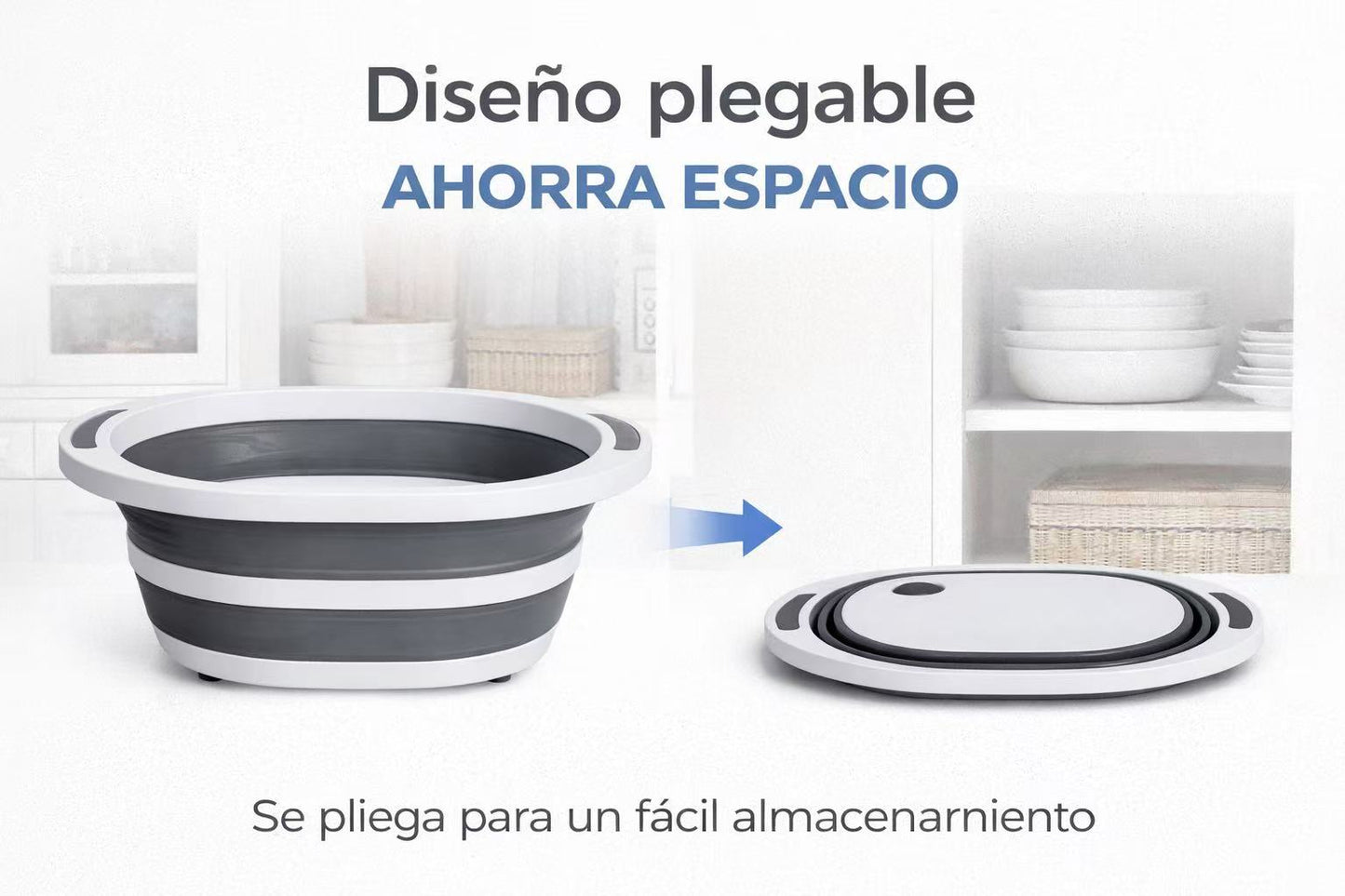 Cesto Plegable 8/L con Desagüe, Barreño Colapsable Multifuncional, Lavabo Portátil Ahorra Espacio para Cocina, Camping, Limpieza y Lavandería