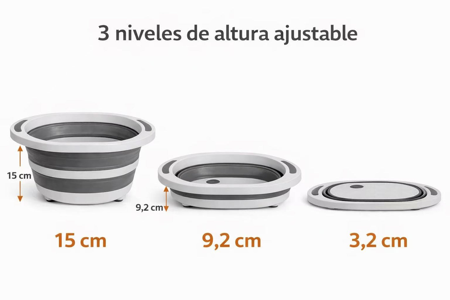 Cesto Plegable 8/L con Desagüe, Barreño Colapsable Multifuncional, Lavabo Portátil Ahorra Espacio para Cocina, Camping, Limpieza y Lavandería