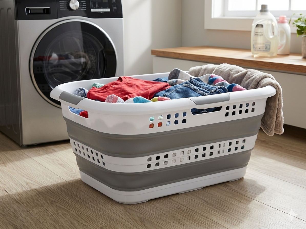 Cesto de Ropa Plegable 45L, Gran Capacidad, Diseño Compacto y Resistente para Casa, Dormitorio y Lavandería