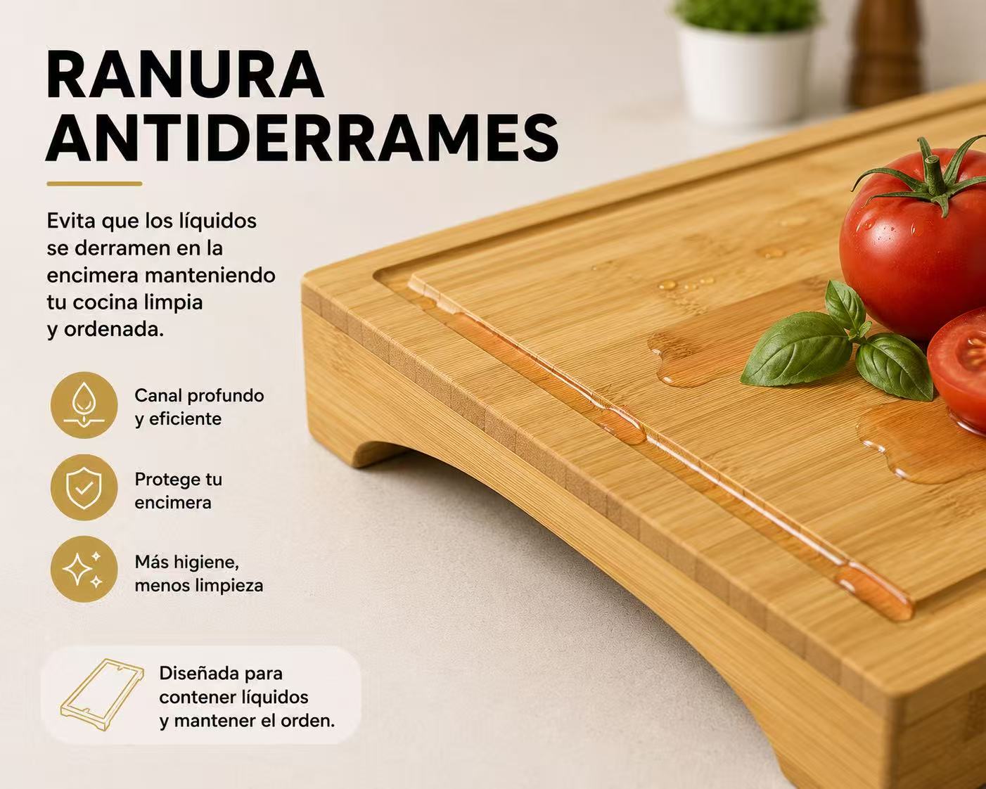 Cubre Vitrocerámica XXL de Bambú 53,8 × 28 cm, Gana Más Espacio en la Cocina, Protector Elevado para Vitrocerámica, 3 en 1 Tabla de Cortar y Bandeja de Servir, Ranura Antiderrames