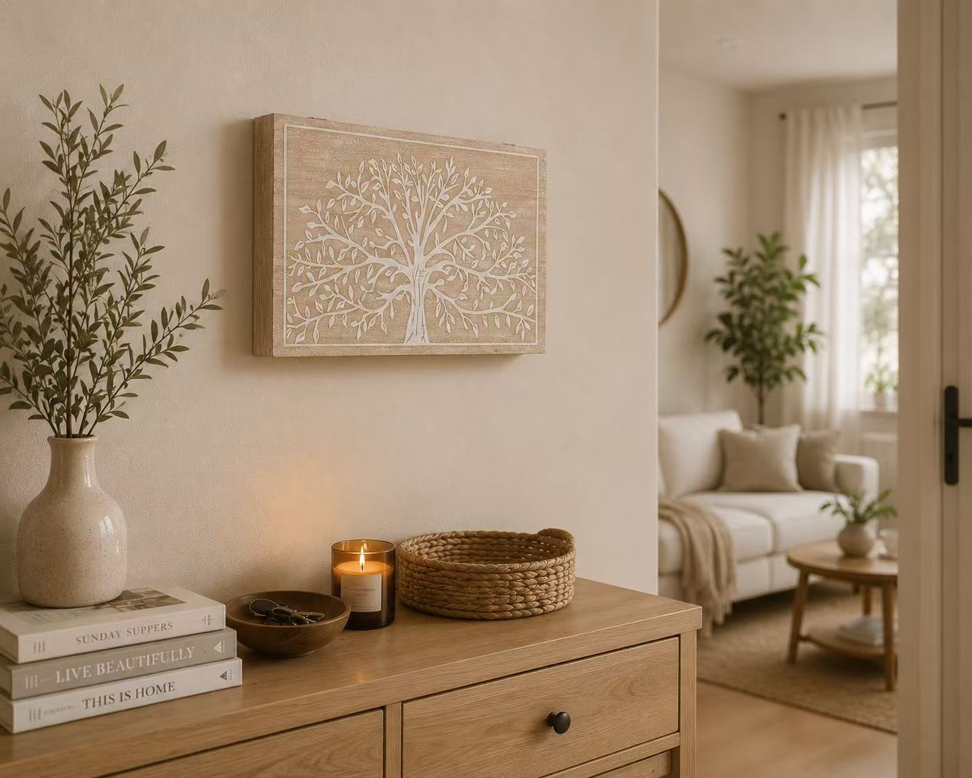 Tapa Contador de Luz Decorativa de Madera, Cubre Cuadro Eléctrico con Diseño, Estilo Nórdico