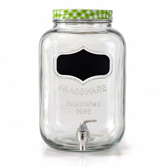 Dispensador de Bebidas de Cristal 8L con Grifo y Tapa para Bebidas Frías, Ideal para Sangría, Limonada, Té Helado, Zumos y Agua, Perfecto para Fiestas, Cumpleaños, BBQ, Bodas y Buffet