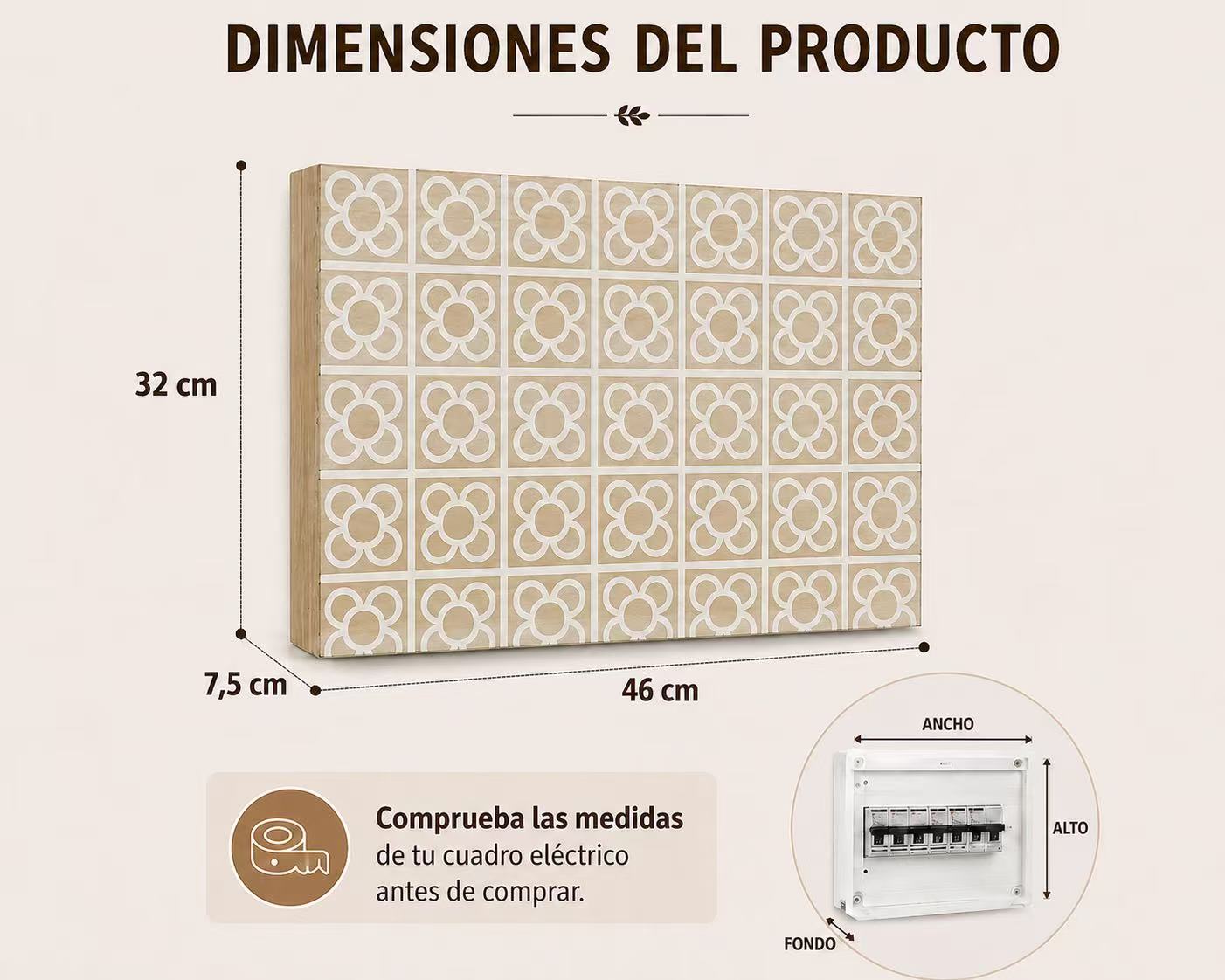 Tapa Contador de Luz Decorativa de Madera, Cubre Cuadro Eléctrico con Diseño, Estilo Nórdico