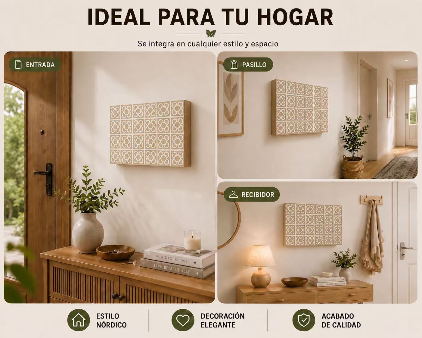 Tapa Contador de Luz Decorativa de Madera, Cubre Cuadro Eléctrico con Diseño, Estilo Nórdico