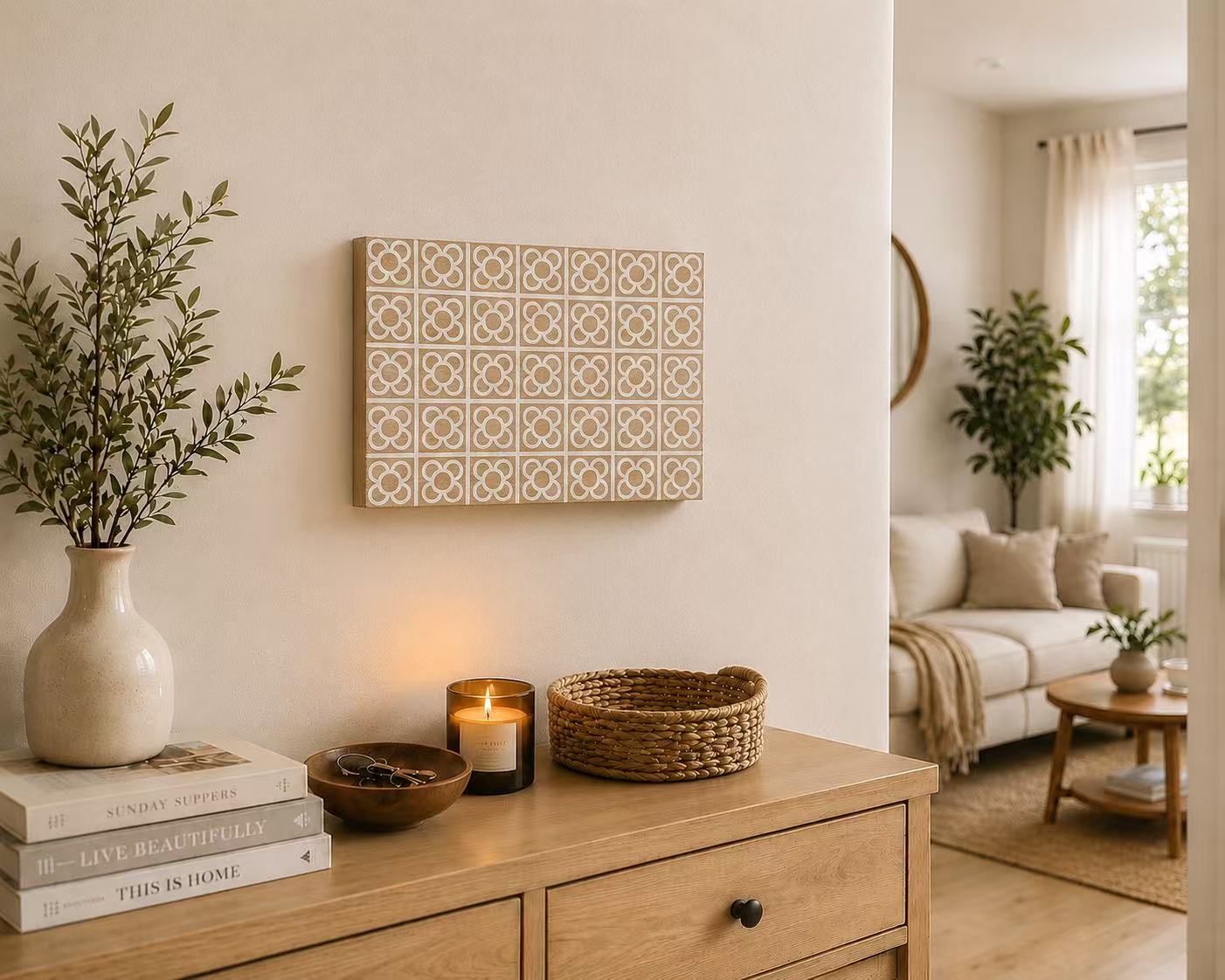 Tapa Contador de Luz Decorativa de Madera, Cubre Cuadro Eléctrico con Diseño, Estilo Nórdico
