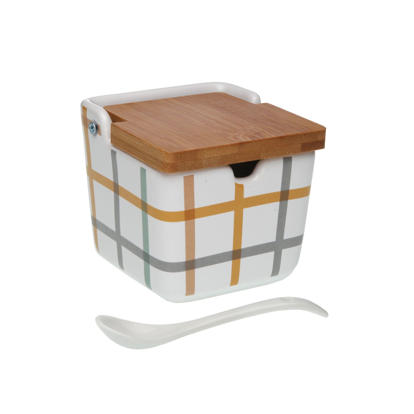 Azucarero de Cocina de Cerámica con Tapa de Bambu Diseños Originales