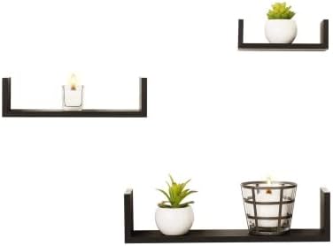 Estantería Pared en Forma U, Set de 3 Estantes Flotantes Juego de Baldas para Libros y Objetos de Decoración