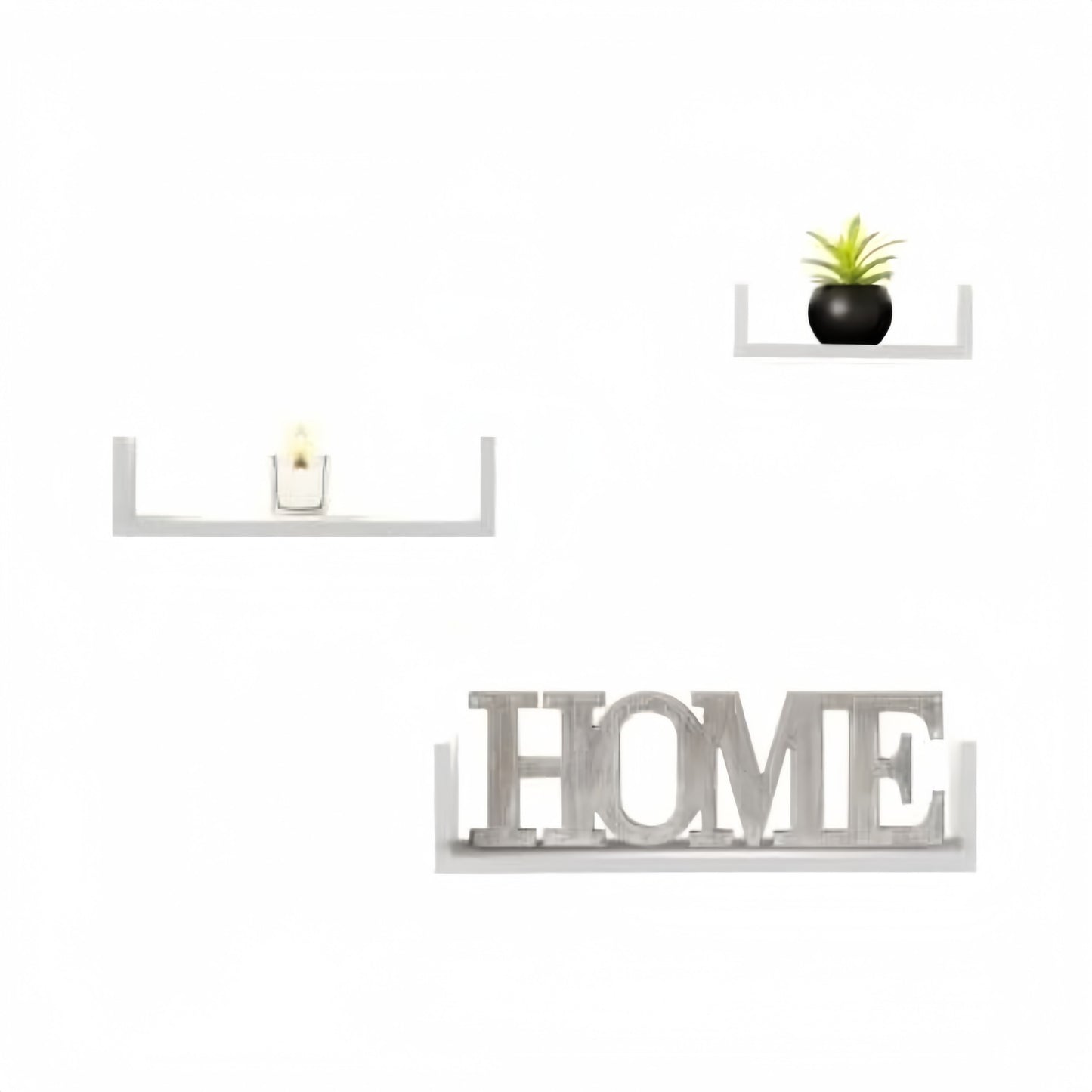 Estantería Pared en Forma U, Set de 3 Estantes Flotantes Juego de Baldas para Libros y Objetos de Decoración