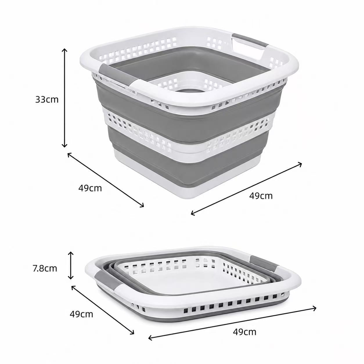 Cubo Para la Colada Retráctil Blanco y Gris 40L – Cesto de Ropa Plegable de Gran Capacidad, Diseño Compacto y Resistente Para Casa, Dormitorio y Lavandería