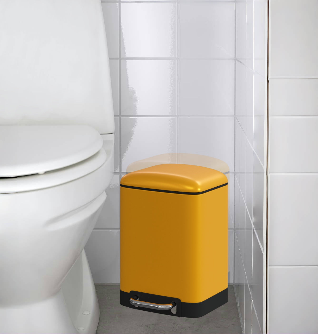 DAMDAM GO Papelera Baño Con Tapa de Metal 6L - Cubo de Basura Para Cocina Con Tapa y Pedal Cierre Silencioso