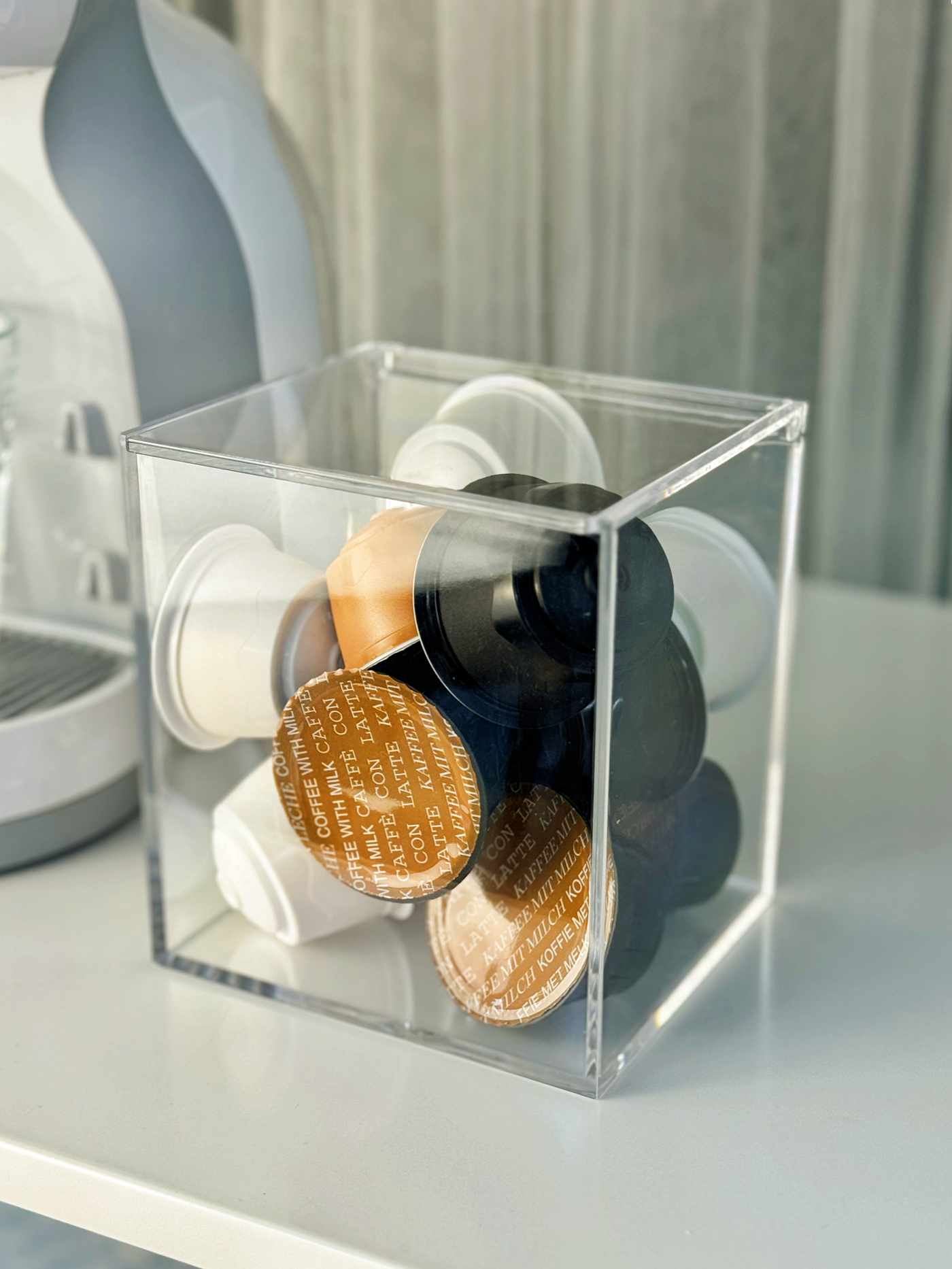 Portacapsulas metacrilato para capsulas nespresso o dolcegusto, Capacidad para 13 cápsulas Dolce Gusto o 40 cápsulas Nespresso