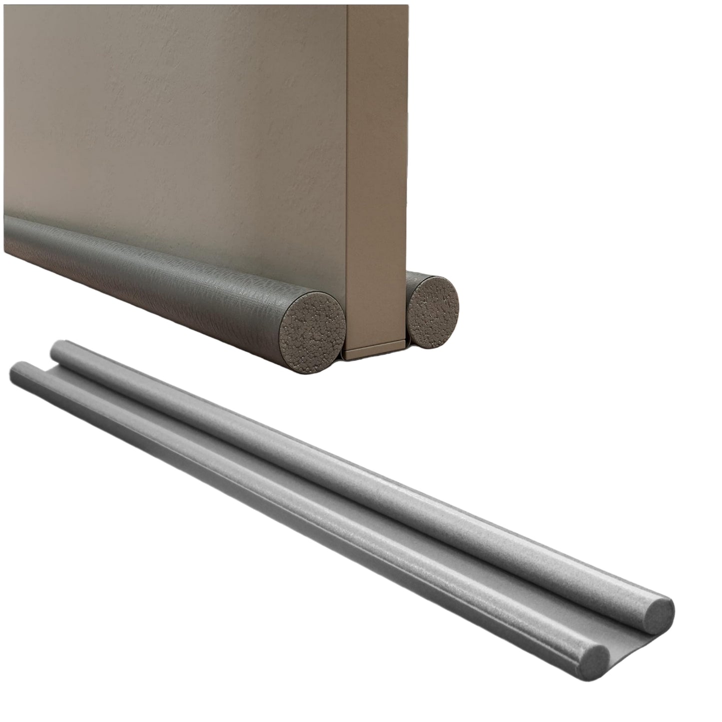 Burlete Doble Pack 2 Gris 95 cm – Aislante para Puertas Inferiores, Antipolvo, Anti Insectos, Anti Ruido y Anti Fugas de Aire – Fácil de Instalar sin Pegamento
