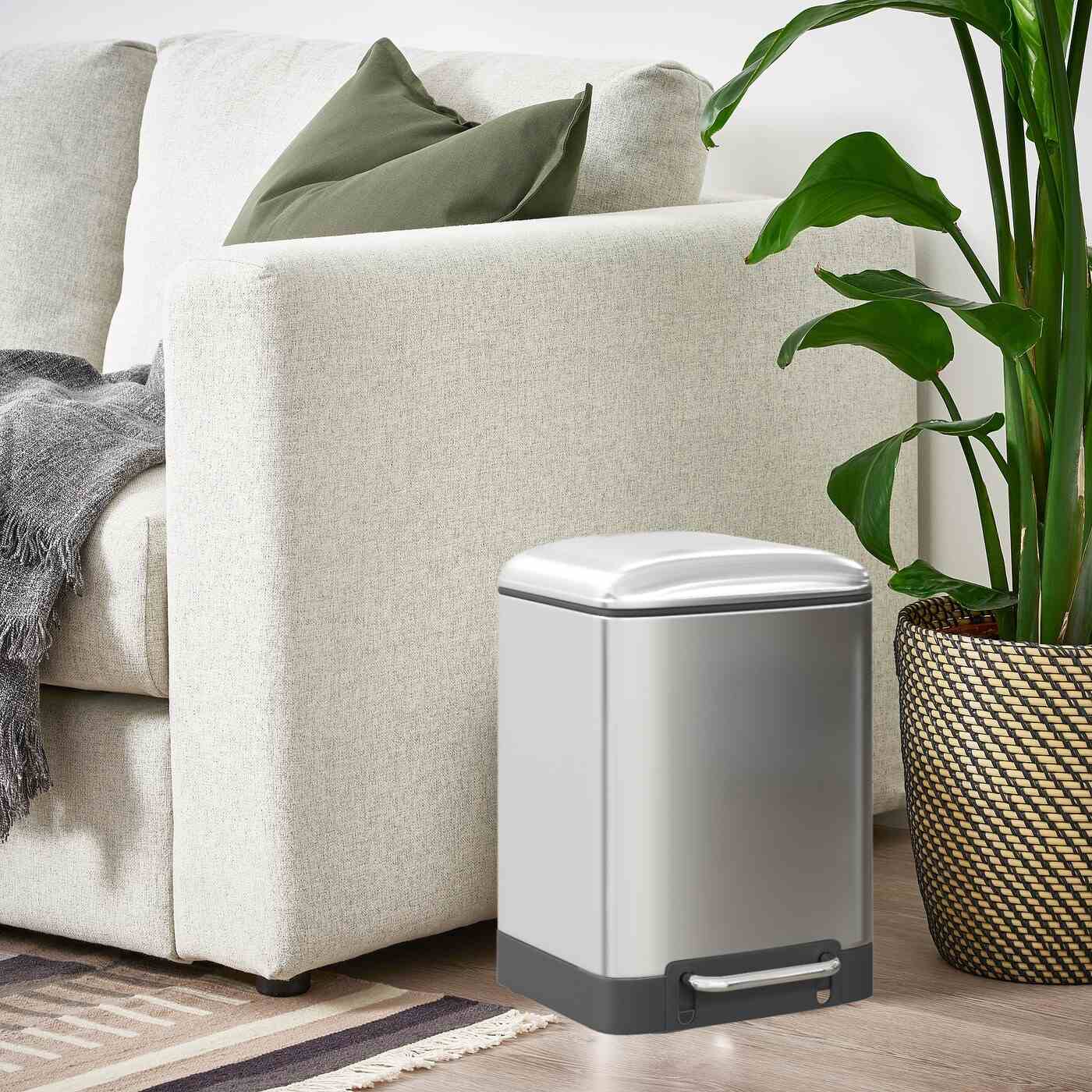 DAMDAM GO Papelera Baño Con Tapa de Metal 6L - Cubo de Basura Para Cocina Con Tapa y Pedal Cierre Silencioso