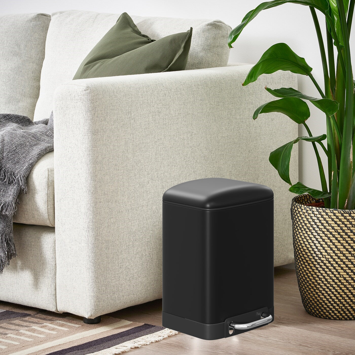 DAMDAM GO Papelera Baño Con Tapa de Metal 6L - Cubo de Basura Para Cocina Con Tapa y Pedal Cierre Silencioso