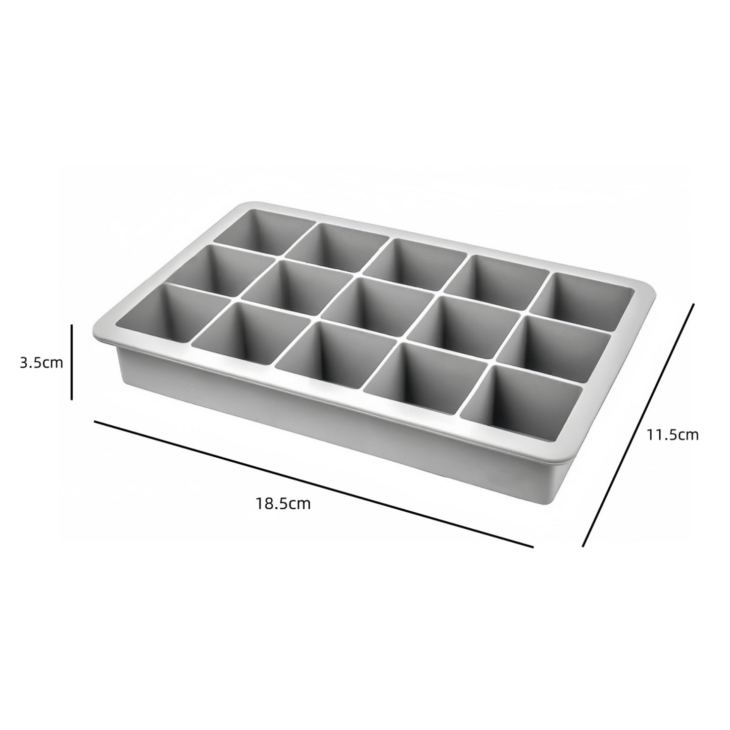 Cubitera de Silicona de Hielo,Cubos de Hielo Forma Cuadrada, Bandeja Hielera de Fácil Extracción, Color Gris, Pack 2 (Hielo Cuadrado)