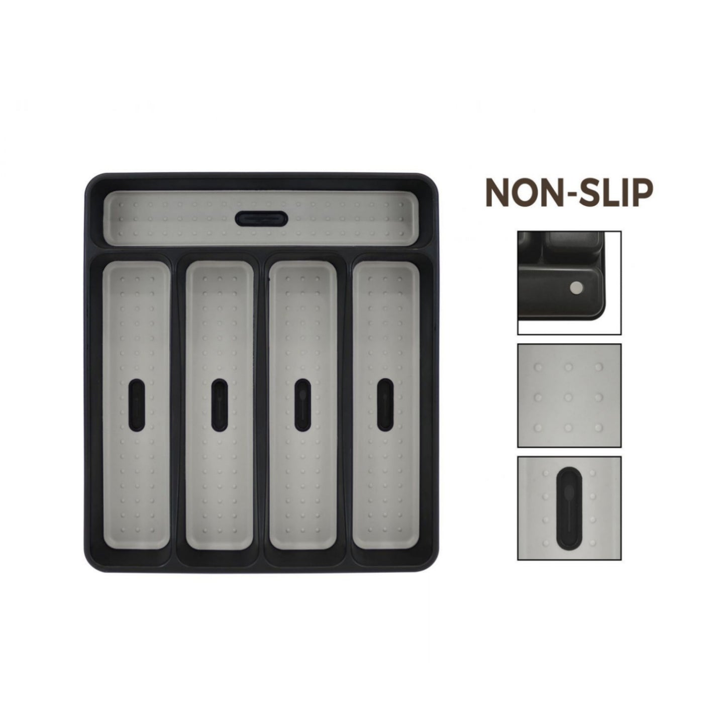 Cubertero Antideslizante de Plástico y Silicona, Organizador Para Cajones, Organizador de Utensilios Para Cocina Resistente y Fácil de Limpiar