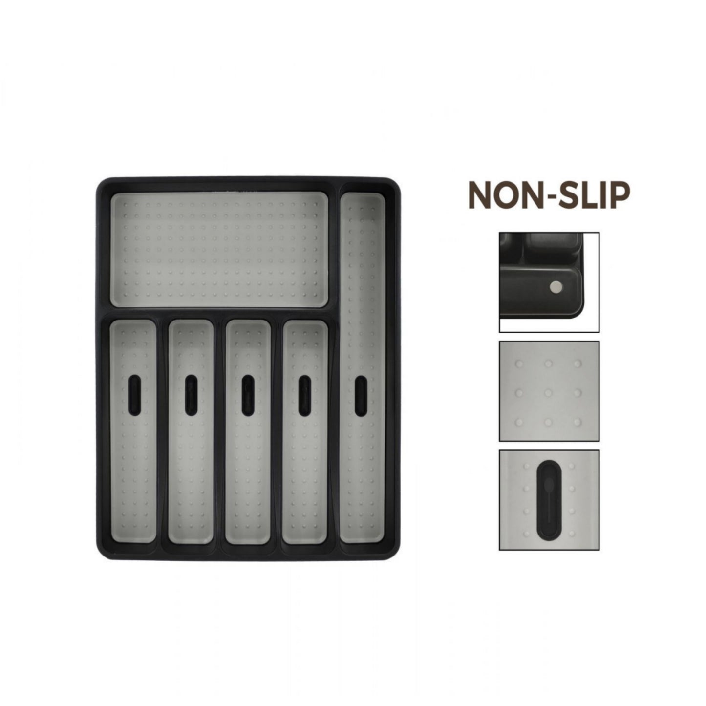 Cubertero Antideslizante de Plástico y Silicona, Organizador Para Cajones, Organizador de Utensilios Para Cocina Resistente y Fácil de Limpiar