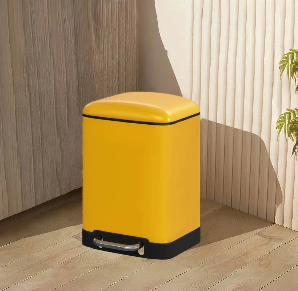 DAMDAM GO Papelera Baño Con Tapa de Metal 6L - Cubo de Basura Para Cocina Con Tapa y Pedal Cierre Silencioso