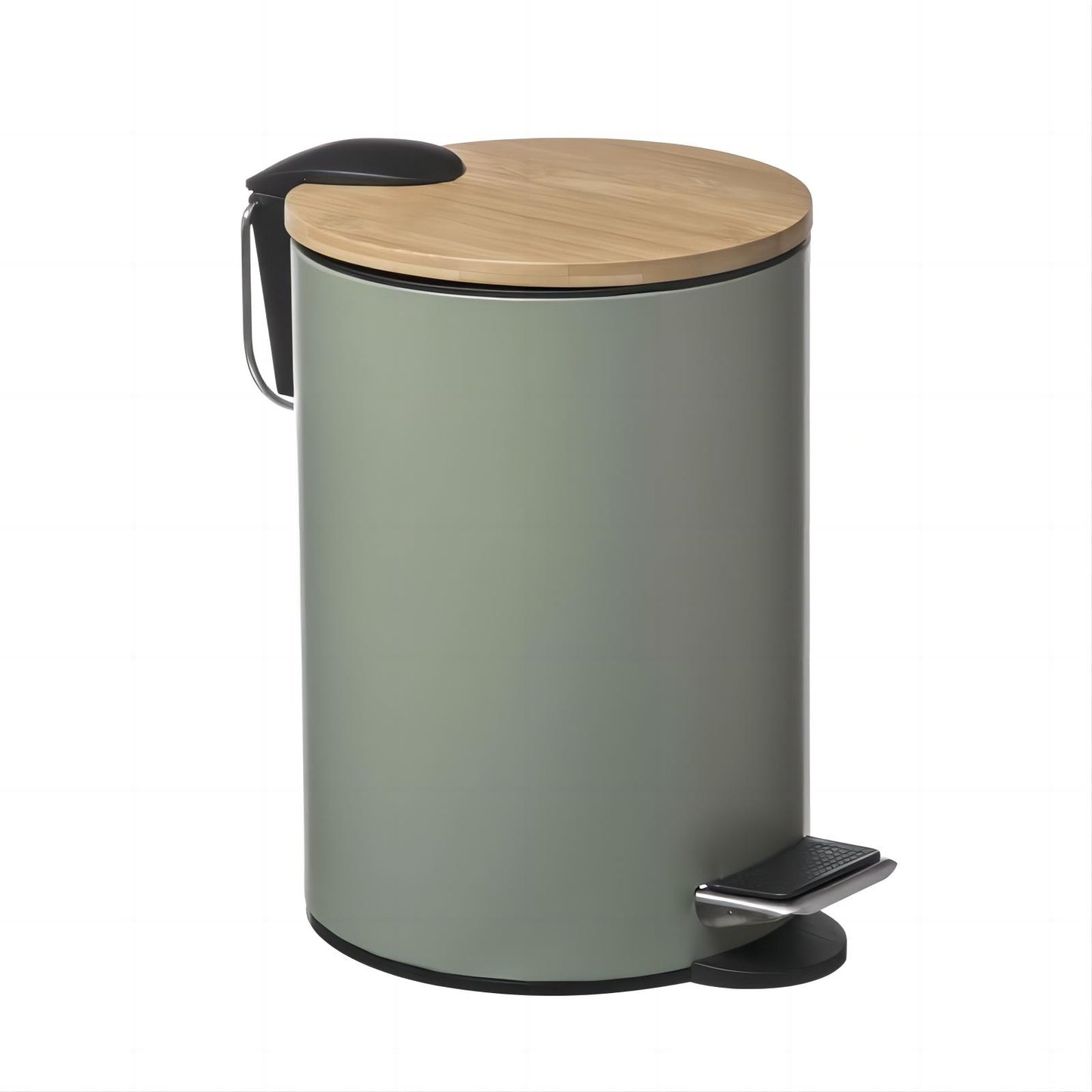 Papelera de baño con Tapa de Madera 3L - Cubo de Basura para baño con Tapa y Pedal Cierre silencioso