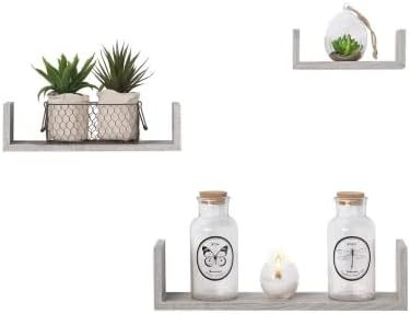 Estantería Pared en Forma U, Set de 3 Estantes Flotantes Juego de Baldas para Libros y Objetos de Decoración