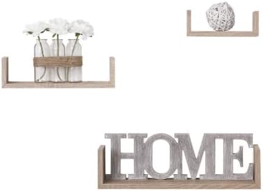 Estantería Pared en Forma U, Set de 3 Estantes Flotantes Juego de Baldas para Libros y Objetos de Decoración