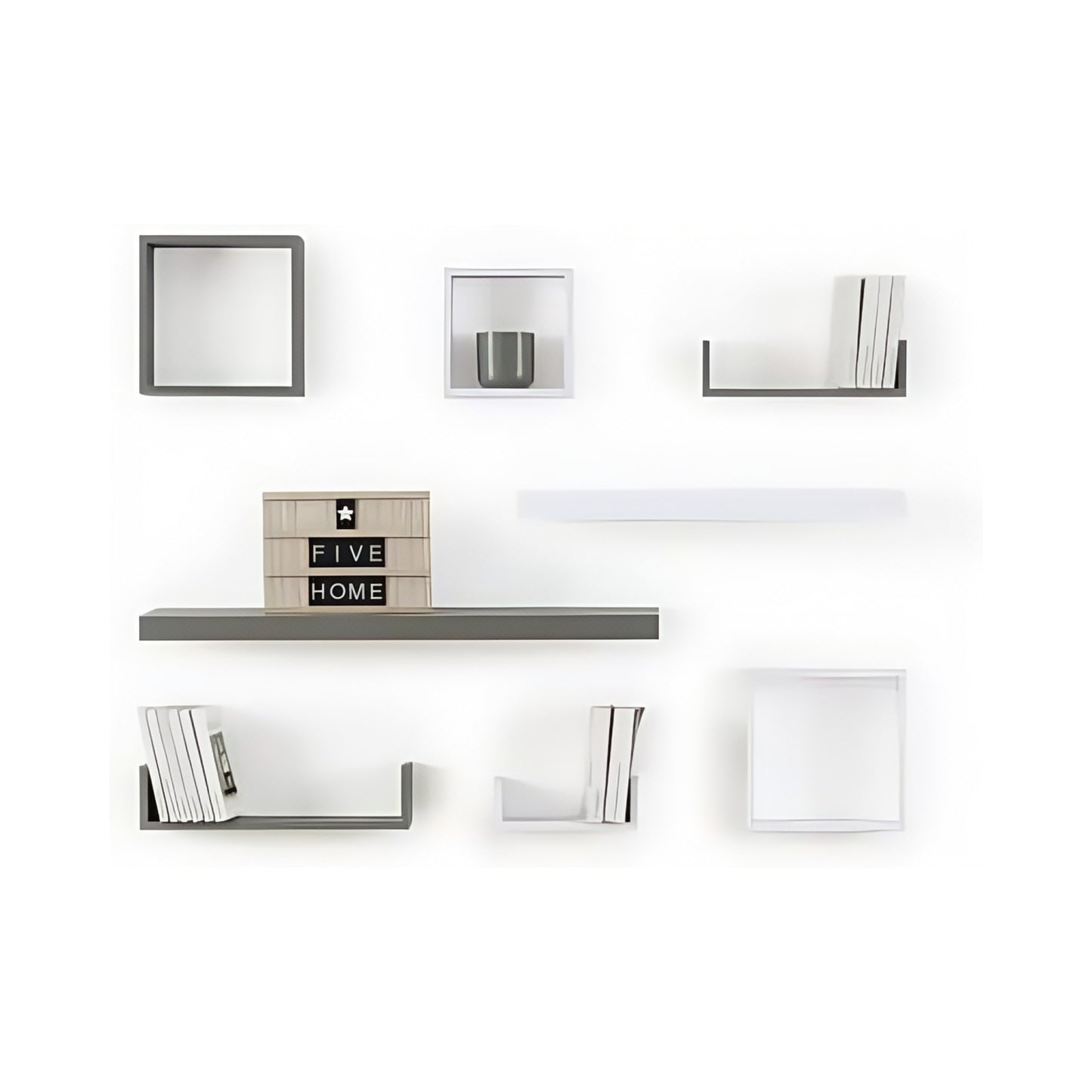 Estantería Pared en Forma U, Set de 3 Estantes Flotantes Juego de Baldas para Libros y Objetos de Decoración