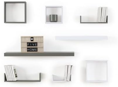 Estantería Pared en Forma U, Set de 3 Estantes Flotantes Juego de Baldas para Libros y Objetos de Decoración