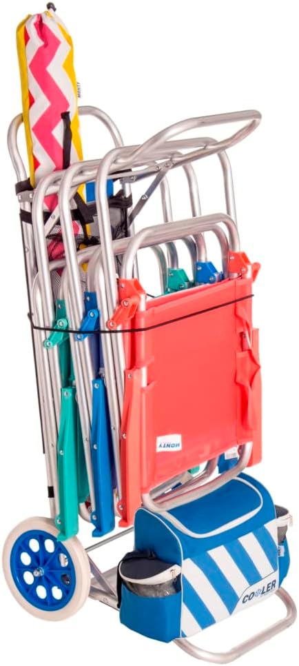 LOLAhome Nuevo Y Mejorado Carro portasillas Plegable con 2 Ruedas de Aluminio de 52x37x105 cm., Convertible en Mesa