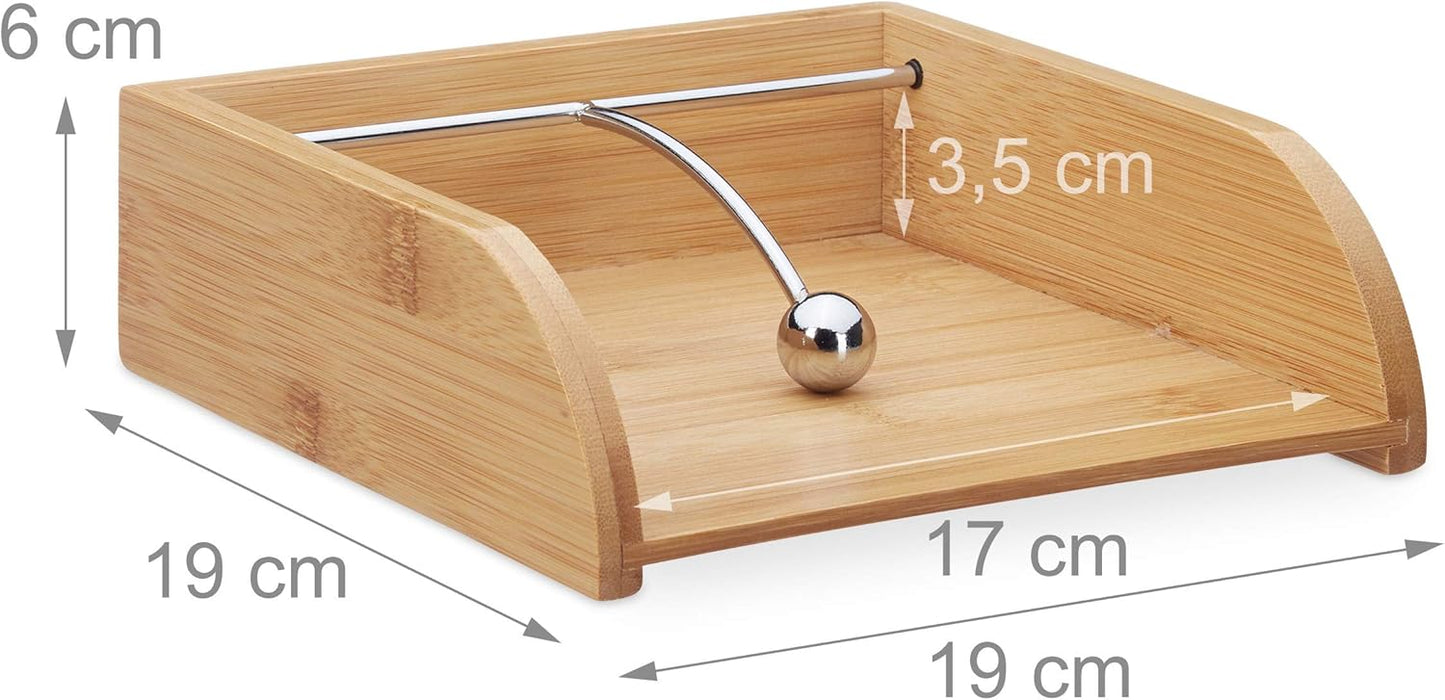Servilletero de Mesa con Peso para Servilletas de 33 x 33 cm, Madera de Bambú, Marrón, 6 x 19 x 19 cm, Naturaleza