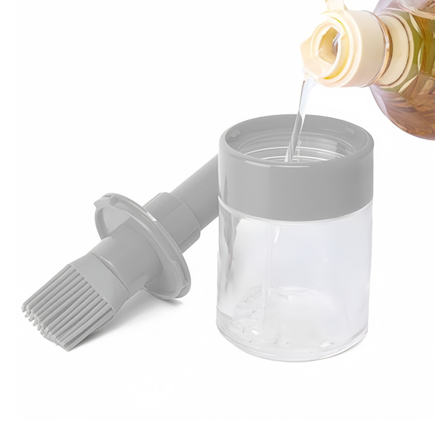 DAMDAM GO Dispensador de Salsa de Cocina, Aceitera Con Cepillo Silicona, Para Vinagre y Salsa, Salsera Hornear, Barbacoa, Freidora Aire, Pack 2 Unidades