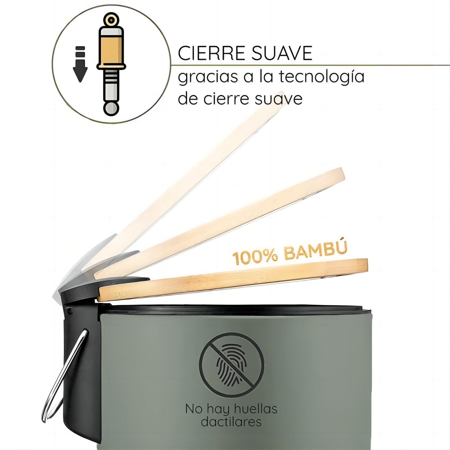 Papelera de Baño con Tapa de Madera 3L - Cubo de Basura para Baño con Tapa y Pedal Cierre Silencioso