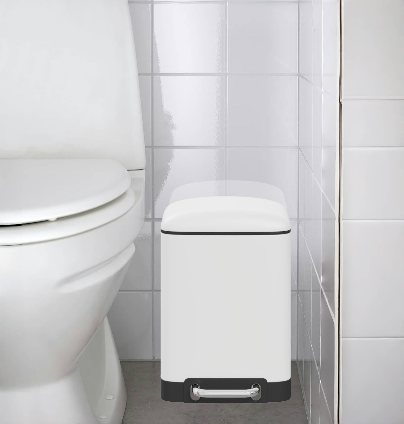 DAMDAM GO Papelera Baño Con Tapa de Metal 6L - Cubo de Basura Para Cocina Con Tapa y Pedal Cierre Silencioso