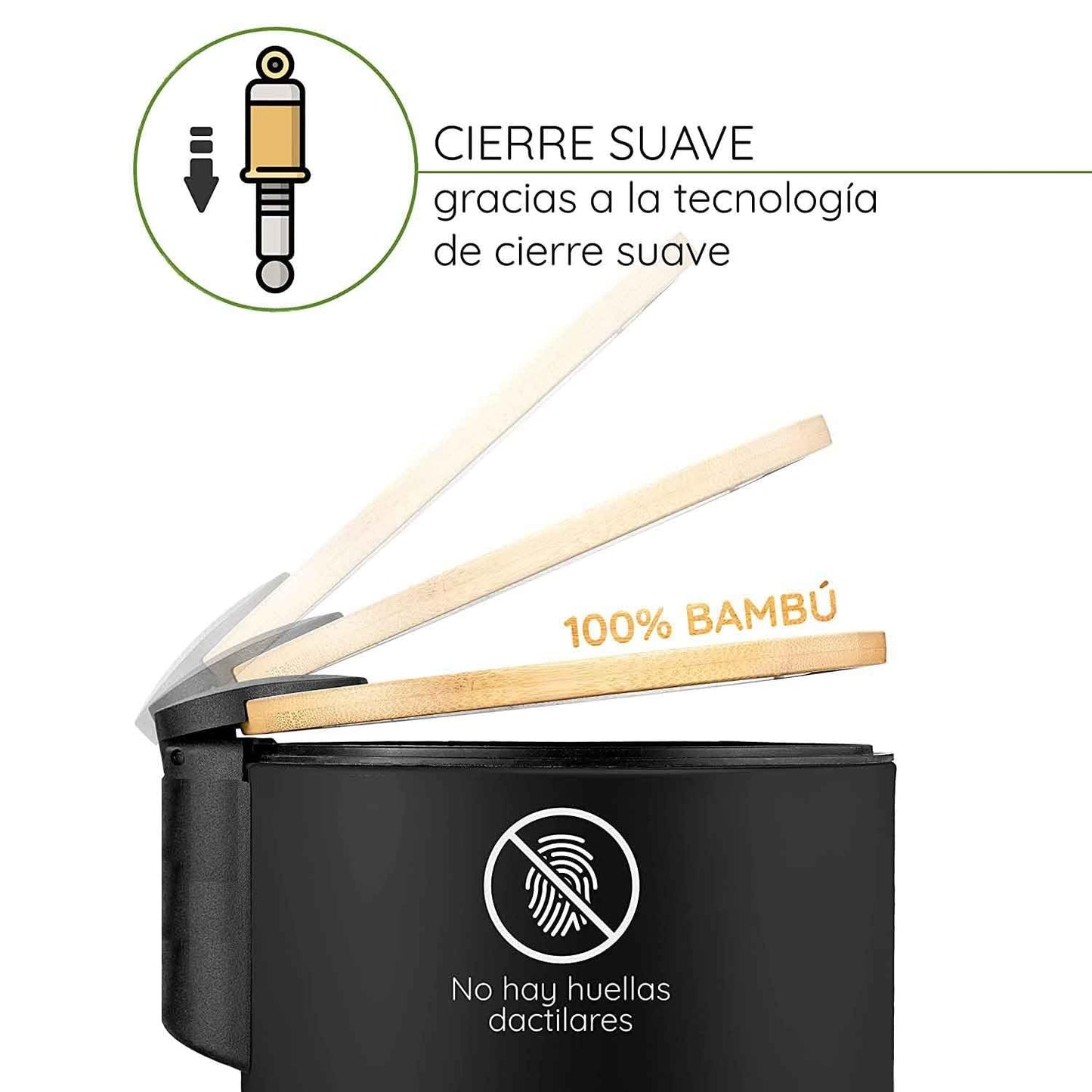 Papelera de Baño con Tapa de Madera 3L - Cubo de Basura para Baño con Tapa y Pedal Cierre Silencioso