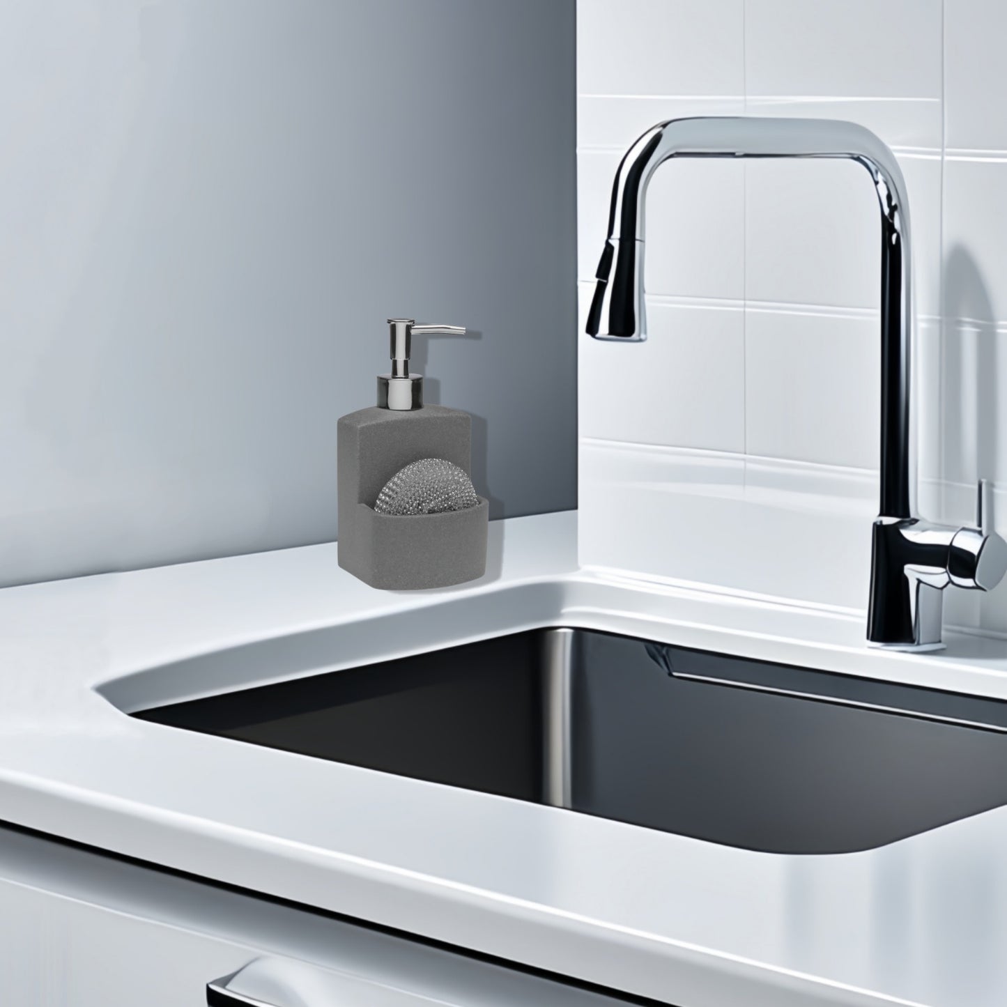 Dispensador Jabón Líquido de Resina, Dosificador Jabón Cocina Con Soporte de Esponja, Organizador de Cocina, Accesorios de Cocina