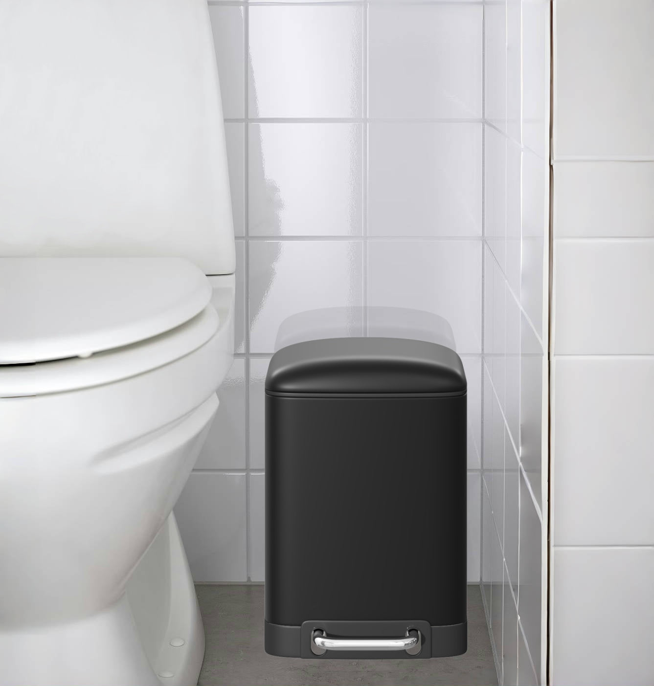 DAMDAM GO Papelera Baño Con Tapa de Metal 6L - Cubo de Basura Para Cocina Con Tapa y Pedal Cierre Silencioso