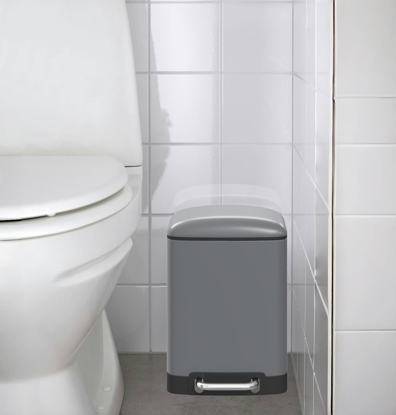 DAMDAM GO Papelera Baño Con Tapa de Metal 6L - Cubo de Basura Para Cocina Con Tapa y Pedal Cierre Silencioso