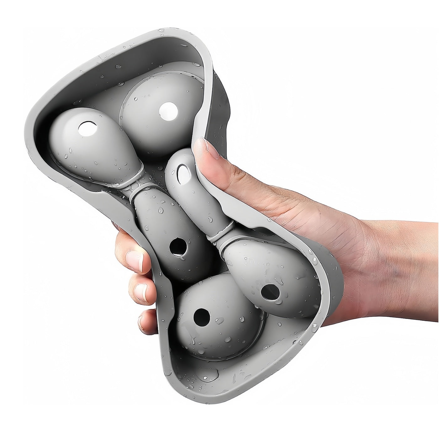 Cubitera de Silicona de Hielo,Cubos de Hielo Forma Redonda, Bandeja Hielera de Fácil Extracción, Color Gris, Pack 2 (Hielo Redonda)