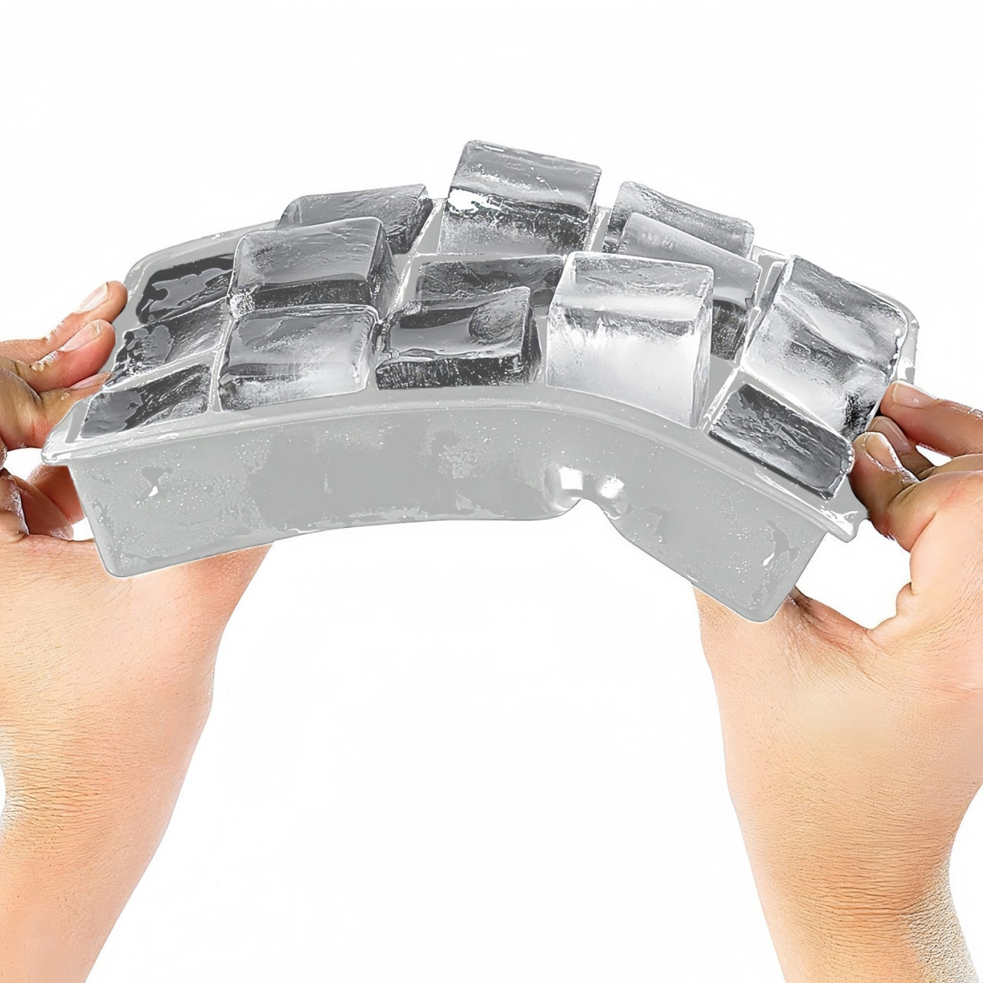 Cubitera de Silicona de Hielo,Cubos de Hielo Forma Cuadrada, Bandeja Hielera de Fácil Extracción, Color Gris, Pack 2 (Hielo Cuadrado)