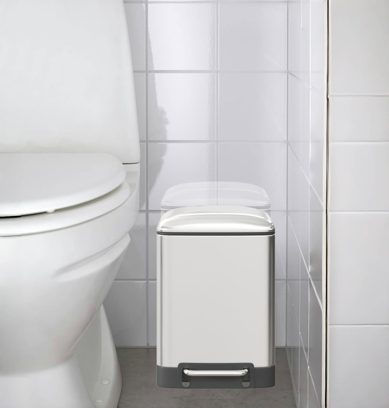 DAMDAM GO Papelera Baño Con Tapa de Metal 6L - Cubo de Basura Para Cocina Con Tapa y Pedal Cierre Silencioso