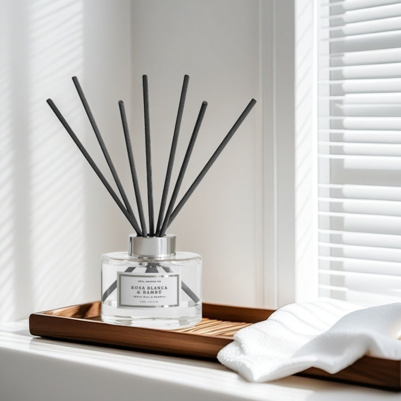 Difusor de Aroma Fresco de Larga Duración, Ambientador Mikado 120 ml, Aromas Naturales para el Hogar, Relajante y Refrescante