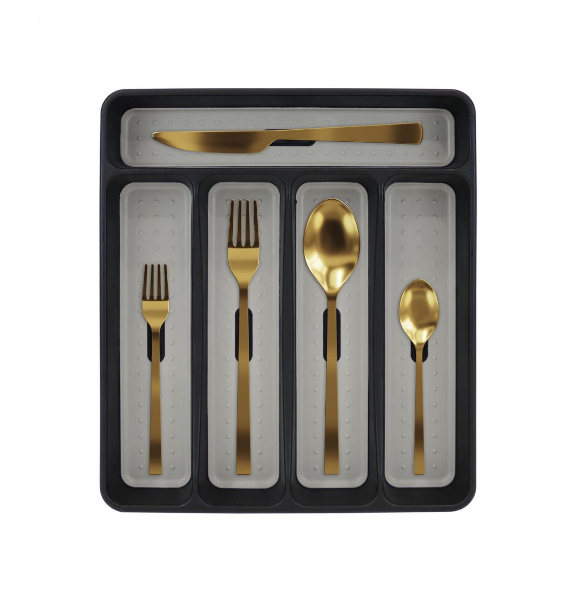 Cubertero Antideslizante de Plástico y Silicona, Organizador Para Cajones, Organizador de Utensilios Para Cocina Resistente y Fácil de Limpiar