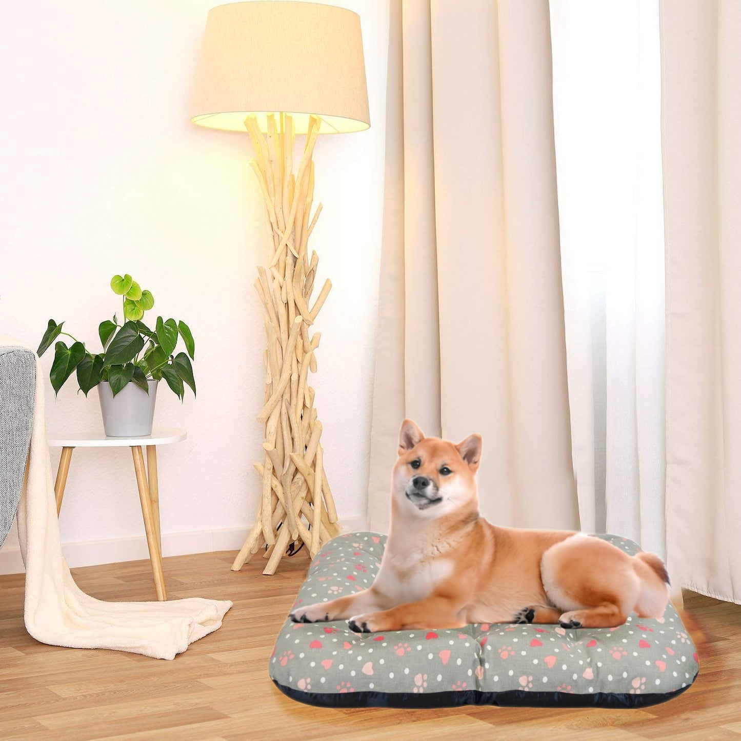 DAMDAM GO Cama Perro Mediana de Tela, Cama Perro Ortopédica Extra Grande, Cama para Mascotas, Colchoneta Mascotas para Transportín y Hogar