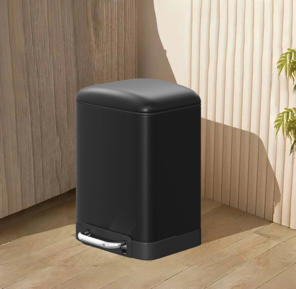 DAMDAM GO Papelera Baño Con Tapa de Metal 6L - Cubo de Basura Para Cocina Con Tapa y Pedal Cierre Silencioso