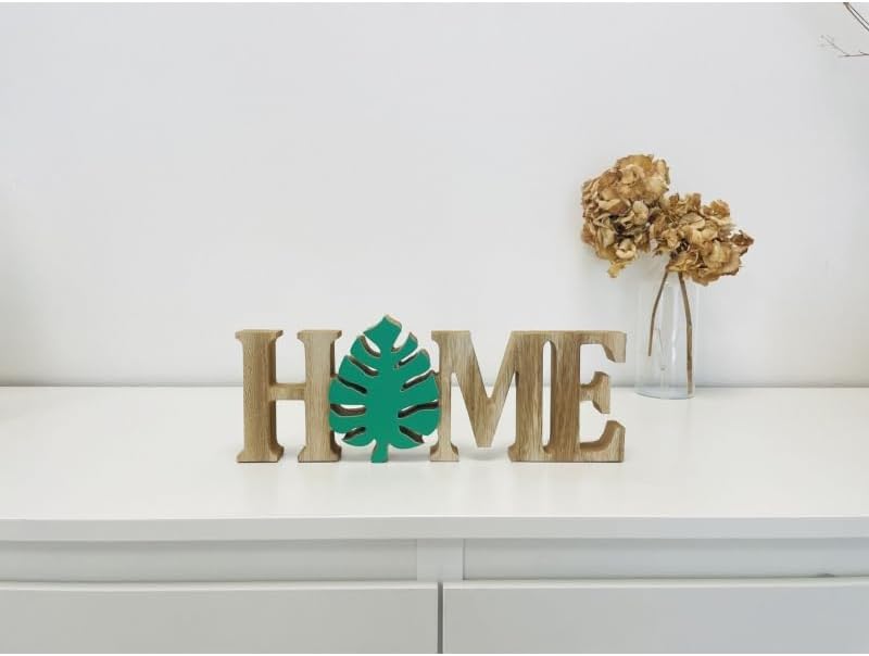 Letras Decoracion Cartel HOME Tropical Madera 29.7 x 10 x 2,5 cm