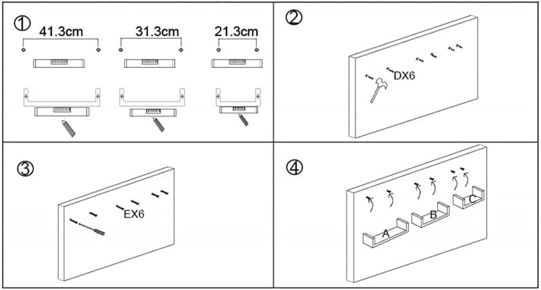 Estantería Pared en Forma U, Set de 3 Estantes Flotantes Juego de Baldas para Libros y Objetos de Decoración