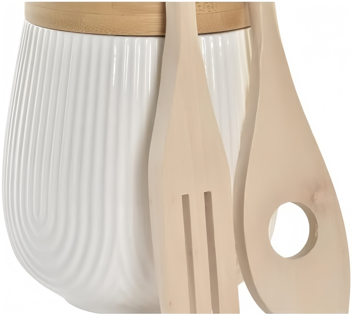 Sarero y Azucarero de Porcelana Blanco con Tapa de Madera Estilo Nordico…